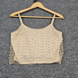 Haute‎ Monde Beige Pearl Embellished Camisole
